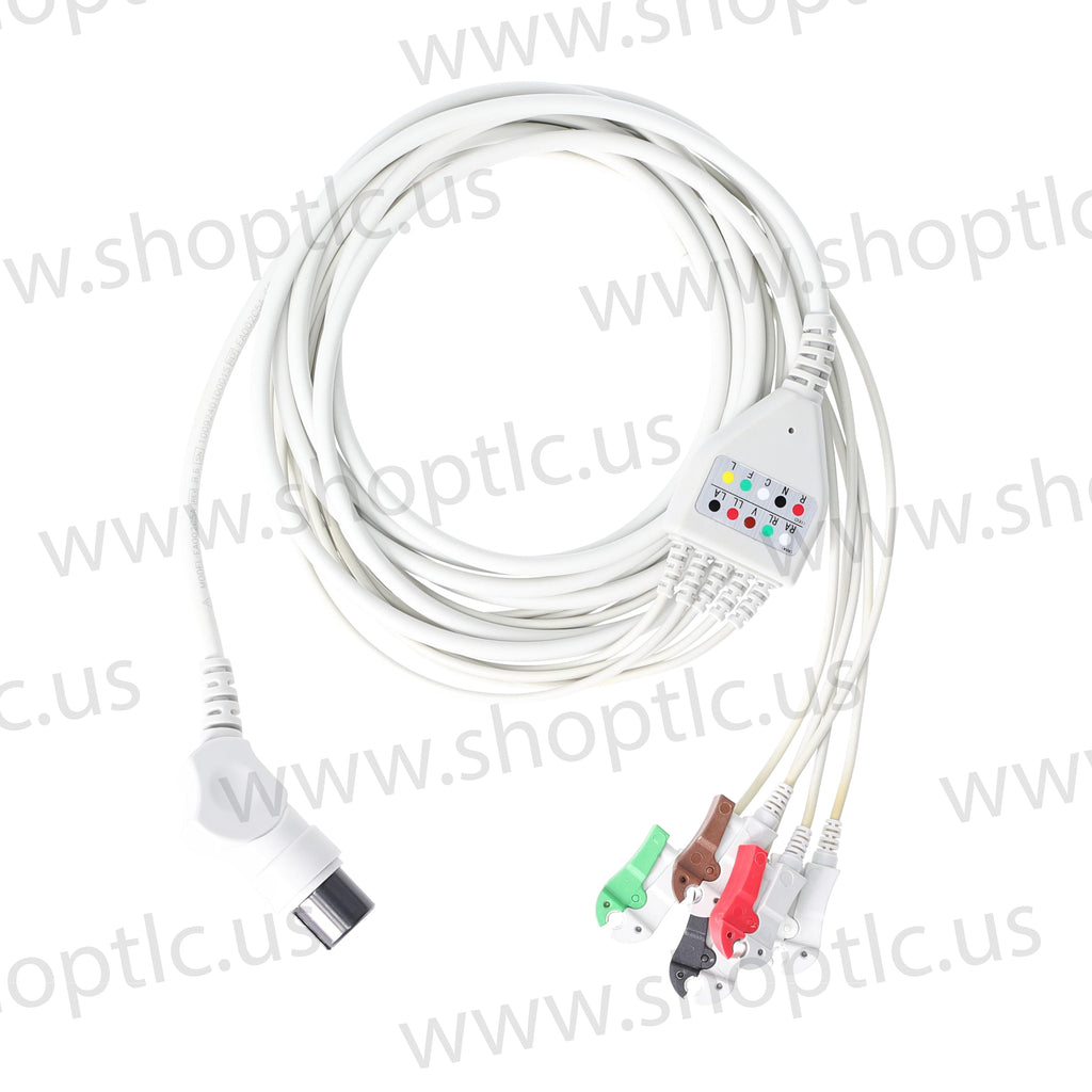 One-Piece ECG Cable with 5-Leads Grabber AHA - EA002C5A