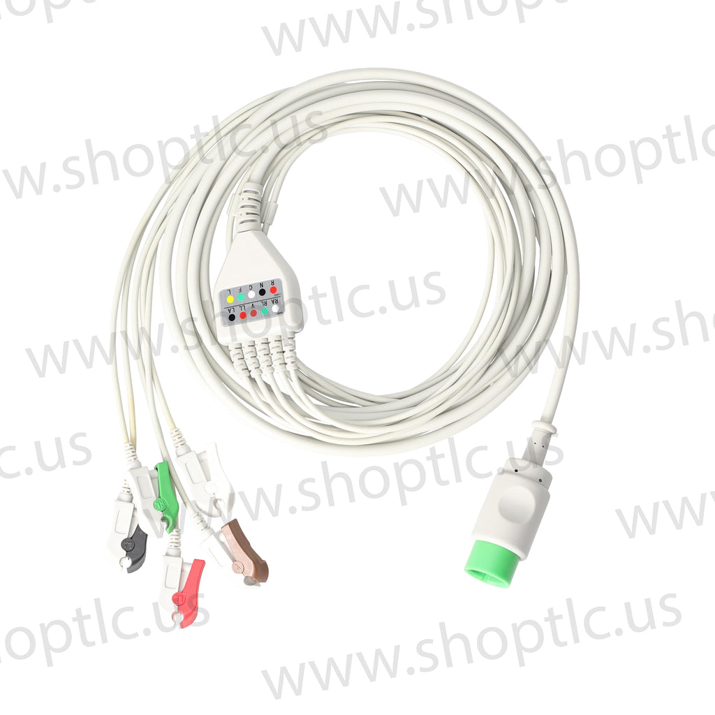 Spacelabs Compatible 5-Lead Grab ECG Cable, 9ft., 36in. Leads - EA009C5A